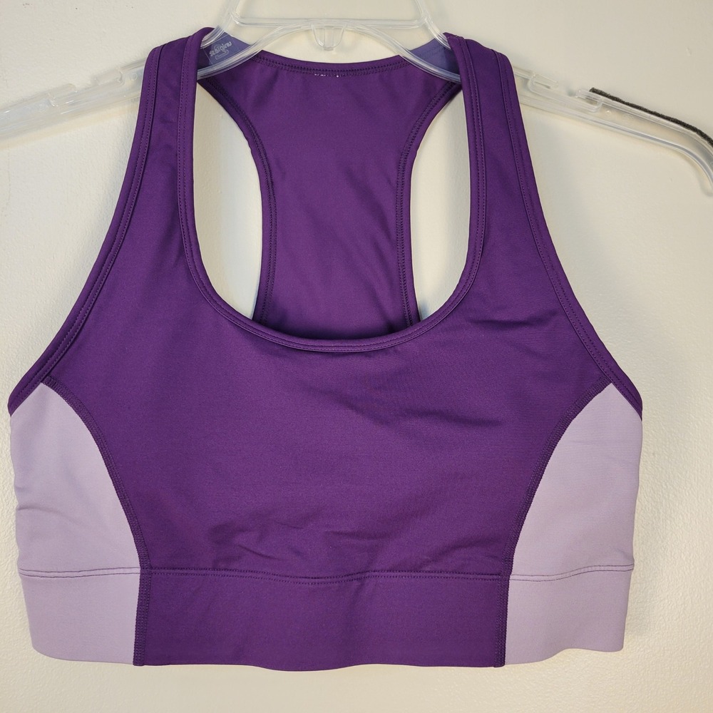 Fabletics Womens Purple Colorblock Racerback Medium Impact‎ Sports Bra Size M